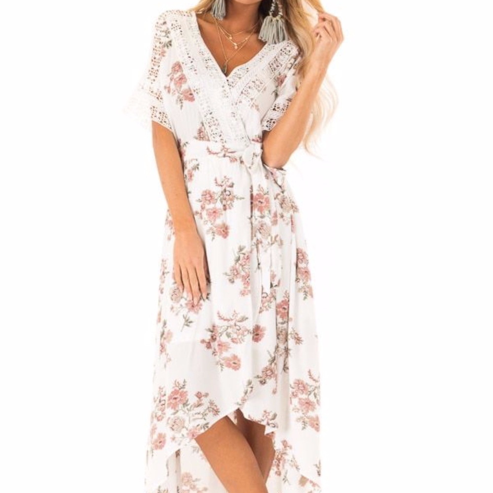 🔥Lime Lush Floral Print Wrap Style Dress